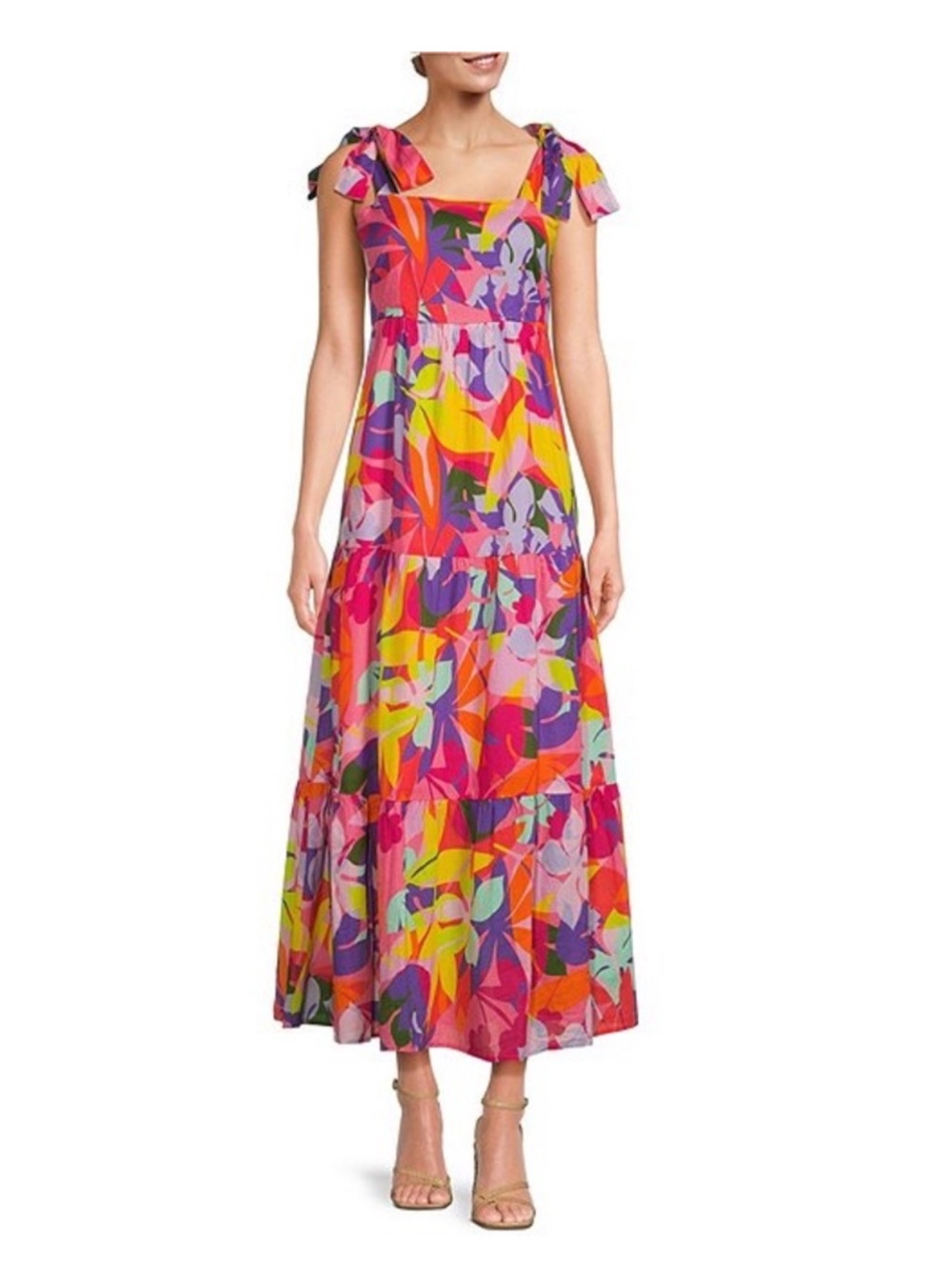 NWT Jude Connally Rose Kaleidoscope Floral Print Cotton Voile Square Neck Dress